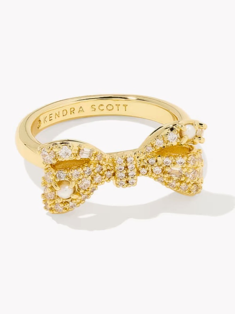 Kendra Scott Krista Gold Bow Cocktail Ring in White Mix